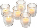 Kate Aspen Vintage Ribbed Red Glass Candle Holders Set of 6 by KateAspen