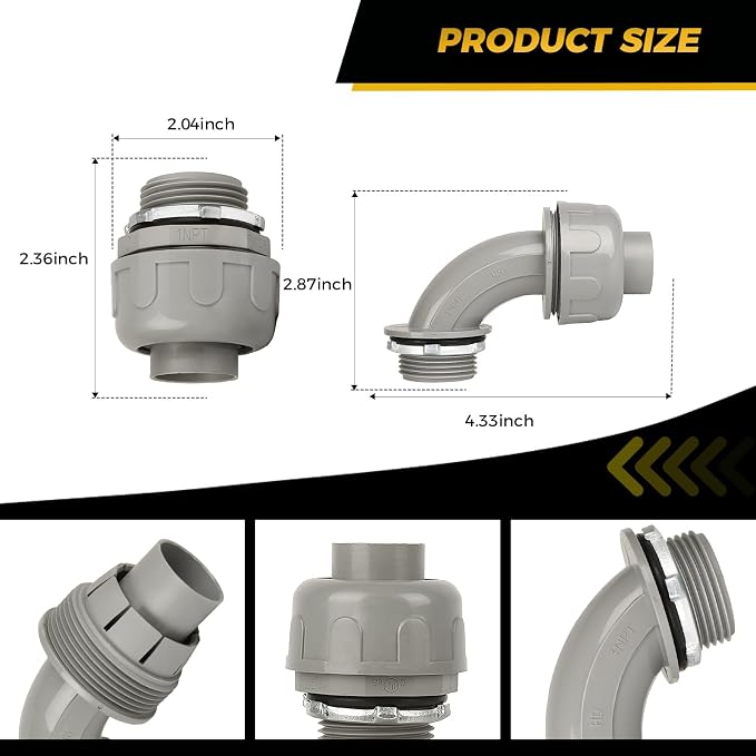 Conduit Connectors, 1 Inch Liquid Tight Connector NPT Non-Metallic - Image 2