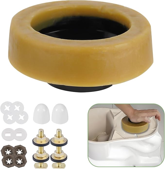 Toilet Flange with Wax Ring for Toilets Replacement Kit Includes Bolts PVC by Liberflow