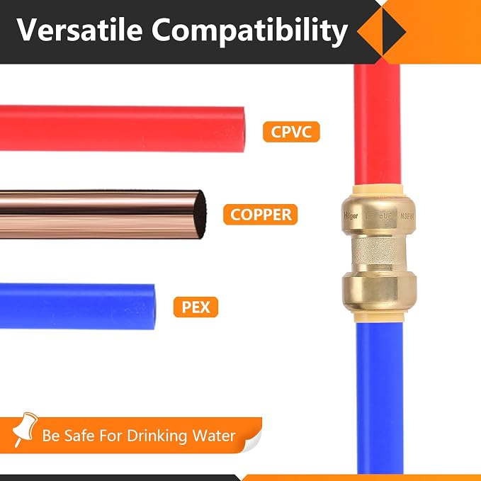 200PC HeSun Pushfit Coupling, 3/4"x3/4" Push to Connect Plumbing Fittings | - Image 5