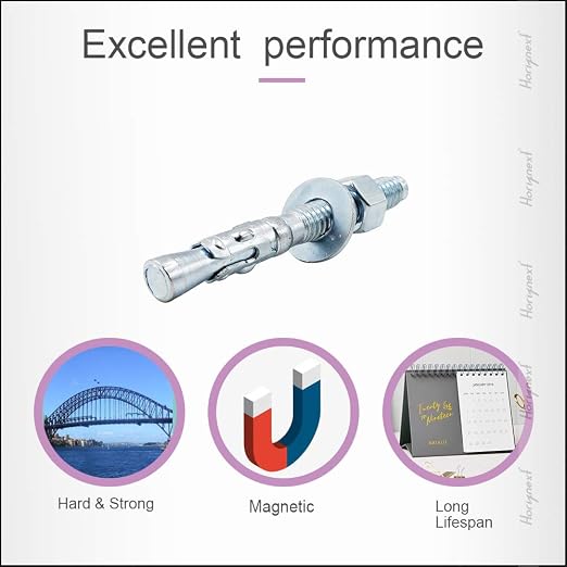 3/8 Concrete Anchors, Concrete Wall Anchors, Metal Wedge Bolts | Zinc-plated - Image 3