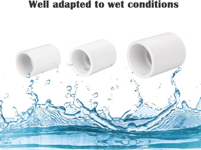 2PCS 1-1/2 Inch White PVC Pipe Coupling Adapter Pipe Fittings Slip Socket - Image 4