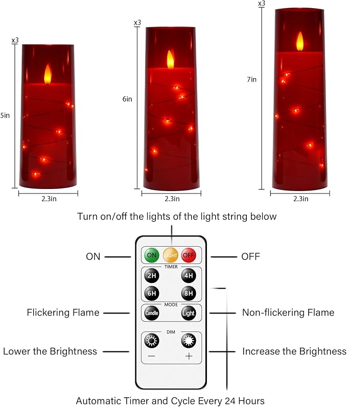 Nimiko Flickering Flameless LED Candles, Battery Operated Candles 9 Pcs - Image 5