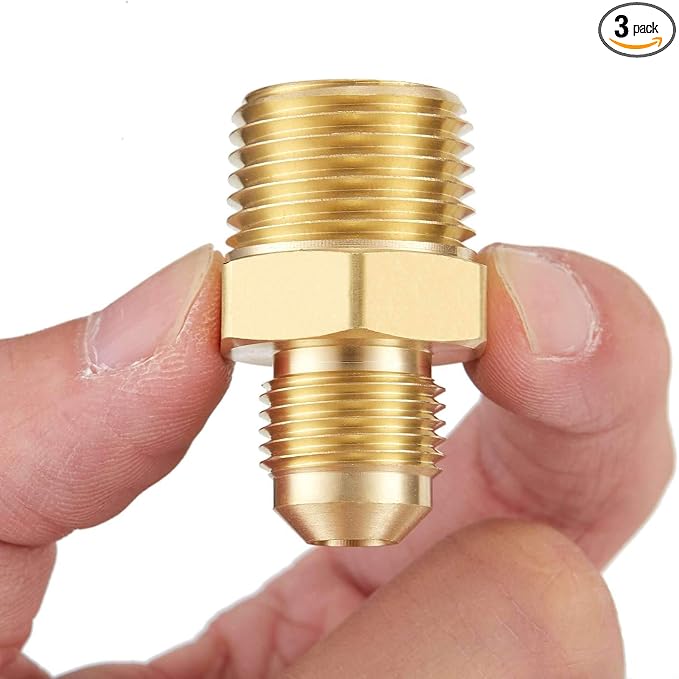 3 PCS Brass Gas Adapter 3/8" Flare x 1/2 Inch NPT Male Pipe Connector | Couples by LitOrange
