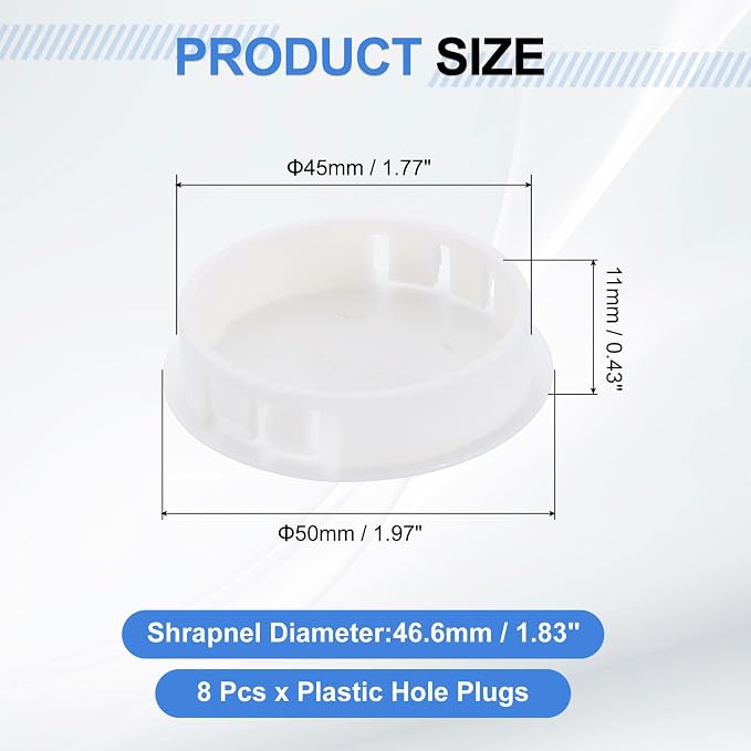 uxcell 8Pcs Plastic Hole Plugs, 45mm Flush Type Panel Plugs, Round Snap - Image 2
