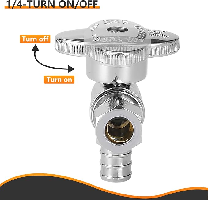 10PC HeSun 1/2" PEX-B Crimp x 3/8" OD Compression Angle Stop Valve | 1/4 Turn - Image 5