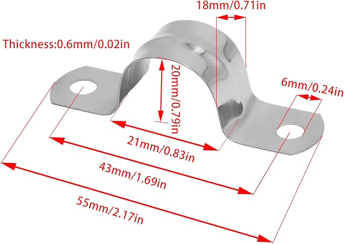 32Pcs 20mm / 3/4" Stainless Steel U Bracket Pipe Clamps | Conduit Clamps - Image 2
