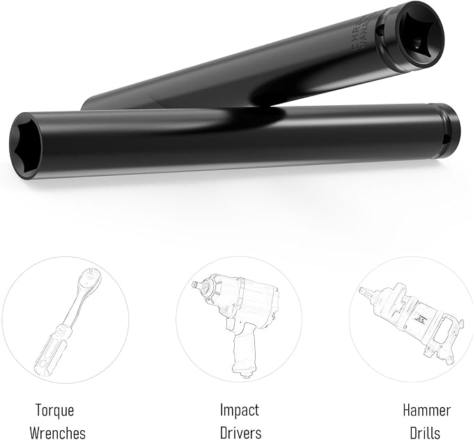 1/2" Drive 14mm Socket Accessory Set, 8 Inch Length | Deep 6-Point Impact - Image 4