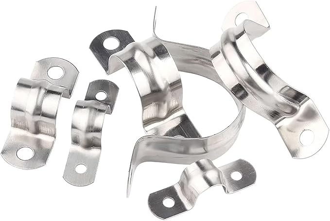 8inch Rigid Support Pipe Strap, 2 Hole U-Tube Strap Clamp, Stainless Steel - Image 3