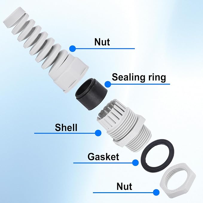 5Pcs NPT 3/8" Flex Spiral Strain Relief Cord IP68 Waterprood Cable Gland Nylon - Image 5