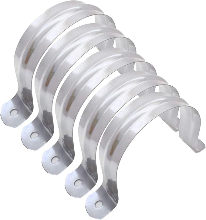 10 Pcs 4inch Rigid Pipe Strap, Two Hole Stainless Steel Strap U Bracket - Image 4