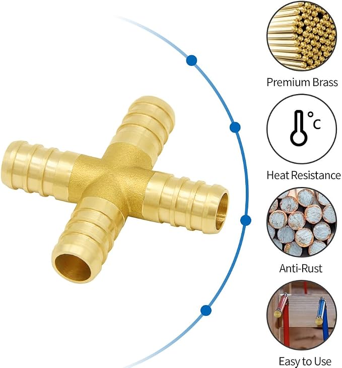 Hooshing 5/8" Pex Fitting 4 Ways Crimp Brass Pipe Fittings - Image 2
