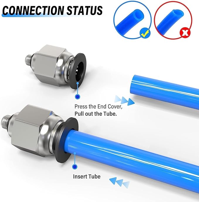 TAILONZ 1/8" Tube OD x 10-32 UNF Male Straight Push to Connect Fitting 2pcs | - Image 5