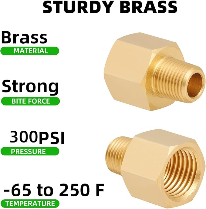 Brass Pipe Fitting, 1/8 Inch NPT Male to 1/4 Inch NPT Female Brass Pipe Hose - Image 4