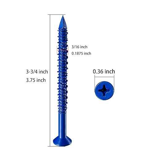 Wensilon 3/16''x3-3/4 Concrete Screw Anchor Blue Flat Head - Image 2