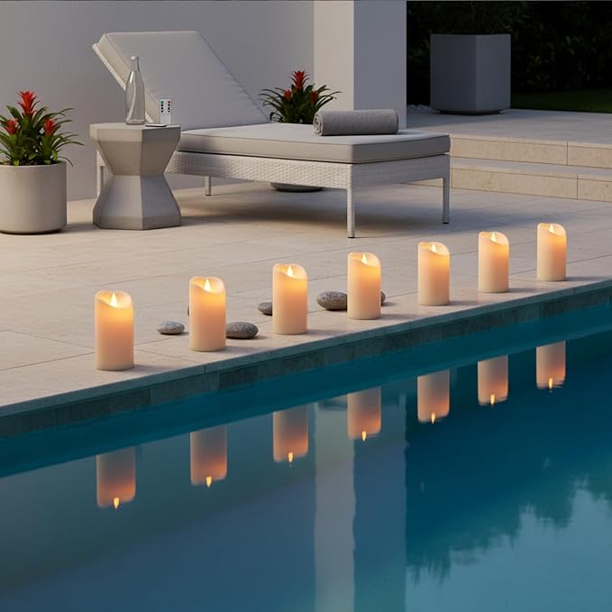Flameless Candles 3"D X 6"H Set of 12 Outdoor Indoor Ivory Pillars Battery - Image 6