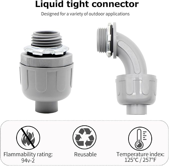 MAKERELE 30 Pack 1/2 Inch PVC Liquid Tight Connectors - Image 4