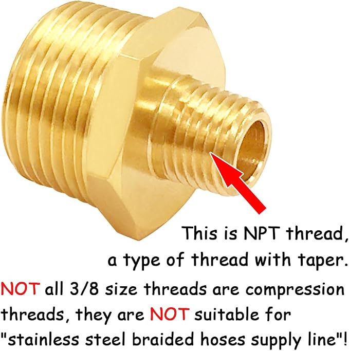 Uenede Brass 3/8" NPT Male to 3/4" NPT Male Reducer Adapter - Image 3
