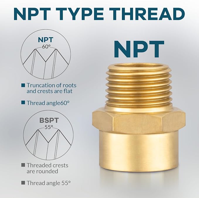2 Pack 1/2" G Female Thread to US 1/2" NPT Male Thread Pipe Fitting, Brass Pipe - Image 6