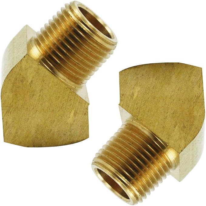 45 Degree Street Elbow 1/4" NPT Male x 1/4" NPT Female Brass Pipe Fitting by Legines