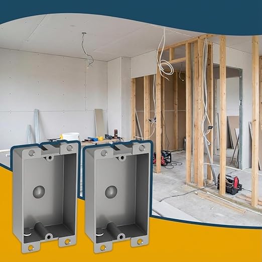 2 Pack Shallow Outlet Box 8 Cubic Single Gang Old Work Junction Box – Grey - Image 5