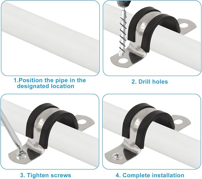 BokWin 1-9/16 Inch Stainless Steel Rigid Pipe Strap | Pipe Fasten Holder - Image 3