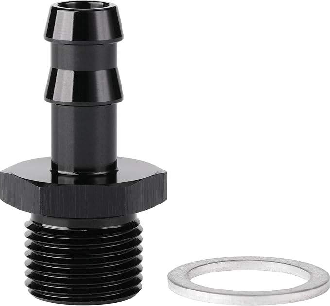 M18x1.5 Male Metric to 3/8 Barb Fuel Pump Inlet Adapter Fitting Aluminum Black by Podavelle