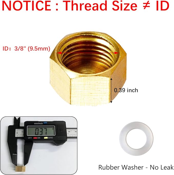 6 Pcs Brass Pipe Cap, Hex Head End Plumbing Cap | NPT Female Pipe Fitting - Image 2