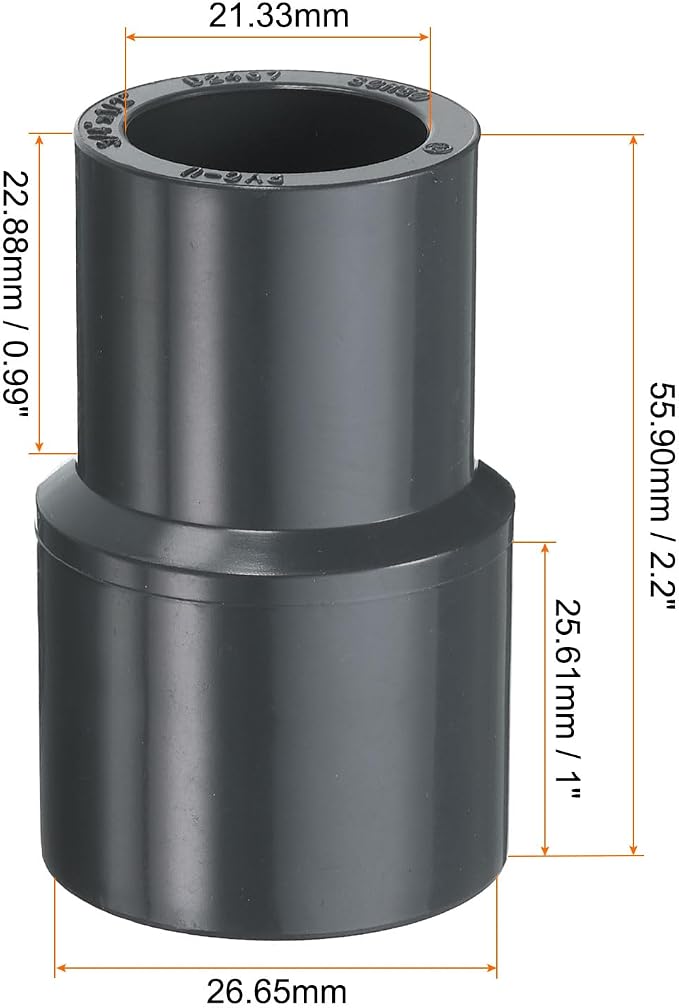 HARFINGTON PVC Reducing Coupling 3/4 x 1/2" Increaser/Reducer Coupling Pipe - Image 2