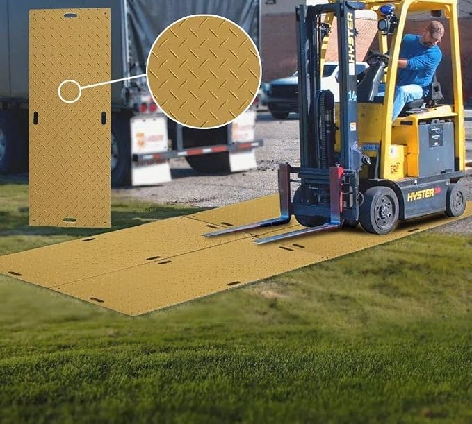 12 Pk 4' x 8' - 1/2" Thick Heavy Duty Tan Ground Protection Mats - Easily - Image 3