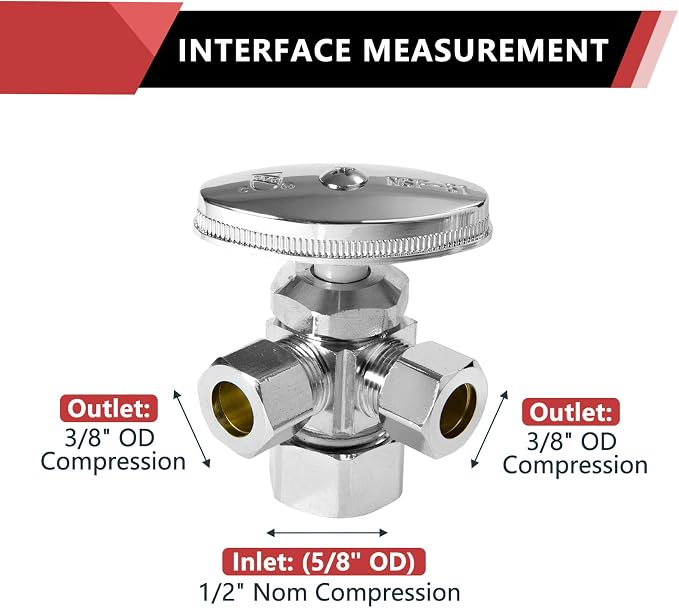 1PCS EFIELD Dual Compression Outlet Multi-Turn Angle Stop Valve | 1/2" NOM x - Image 2
