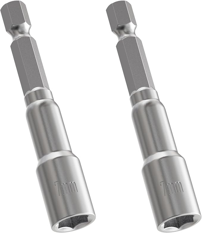 2pcs 7mm Nut Setter Driver Drill Bit, 65mm Length | Quick-Change, Impact Nut by FOCMKEAS