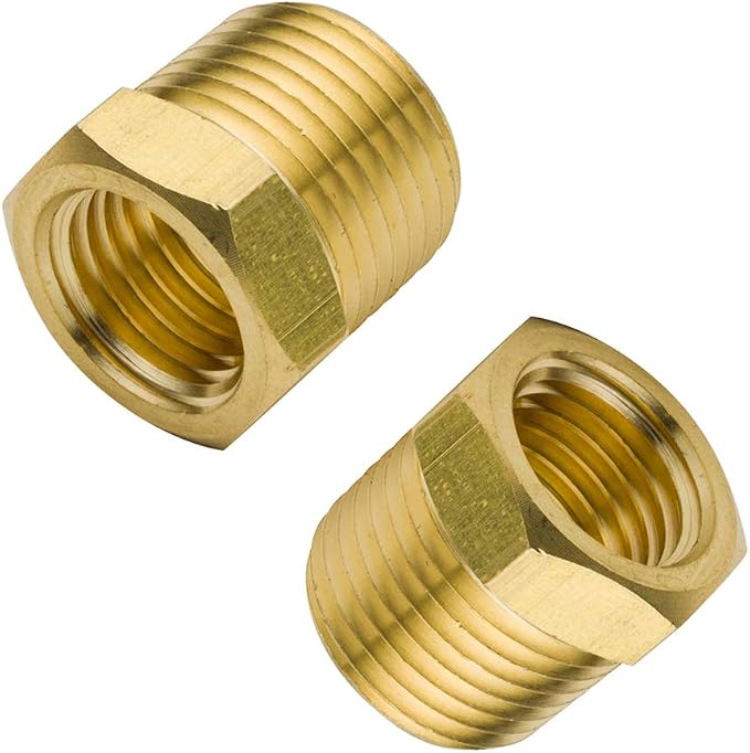 Brass Pipe Fitting Hex Bushing 1/2" NPT Male to 3/8" NPT Female Adapter 1200psi by Legines