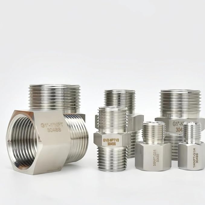 304 Stainless Steel Hex Adapter, G to Metric M Thread Reducer, 1/2-3/4 3/8-1/2 - Image 3