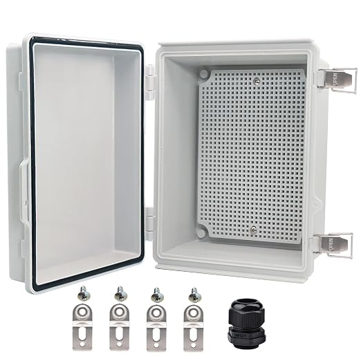 Waterproof Electrical Box, IP67 Junction Box Stainless Steel Latch Hinged Grey by YETLEBOX