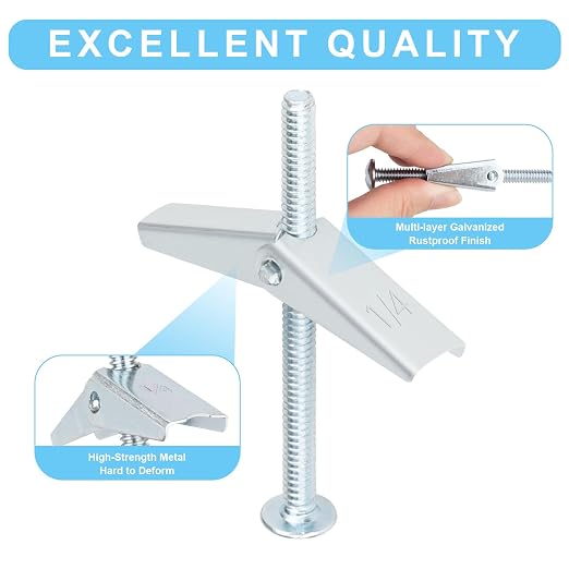 26Pcs 3 Sizes Hollow Wall Anchors 1/8”12pcs 3/16”8pcs 1/4”6pcs Heavy Duty - Image 3