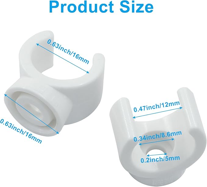 20 Pack 1/2 Inch Pipe Clamp, 16mm U-Shaped | Plastic PEX Clips, Pipe Hangers - Image 2