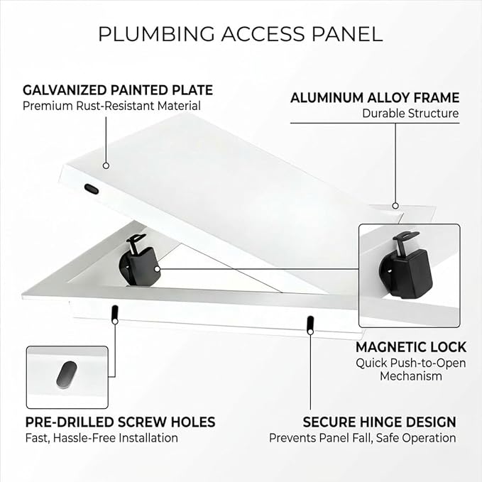Magnetic Plumbing Access Panel for Drywall, Easy Install Wall Cover Plate for - Image 2