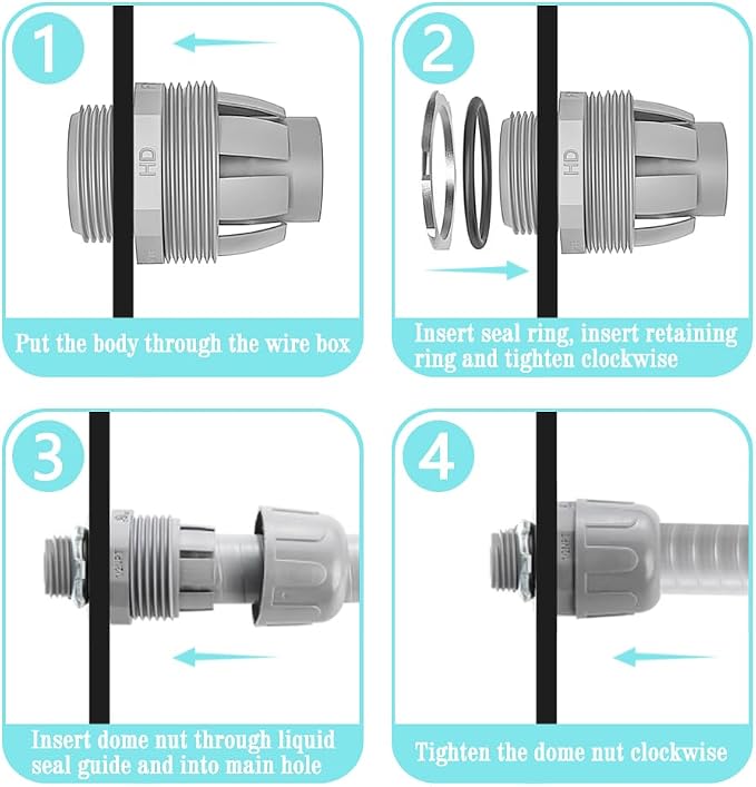 32-Pack 3/8" NPT UL Liquid Tight Connector Conduit Fitting PVC Straight | UV - Image 6