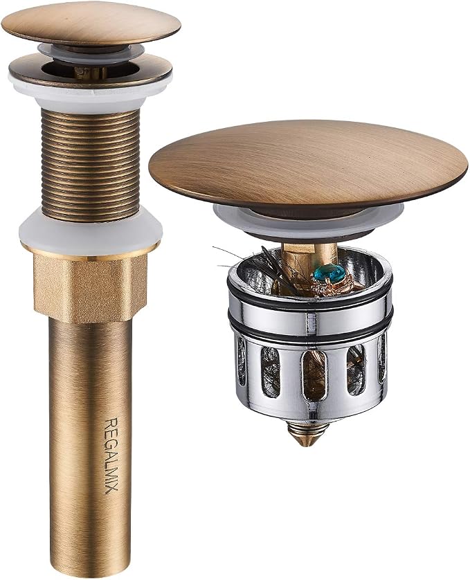 REGALMIX Antique Brass Pop UP Drain, Bathroom Vessel Lavatory Vanity Faucet by REGALMIX