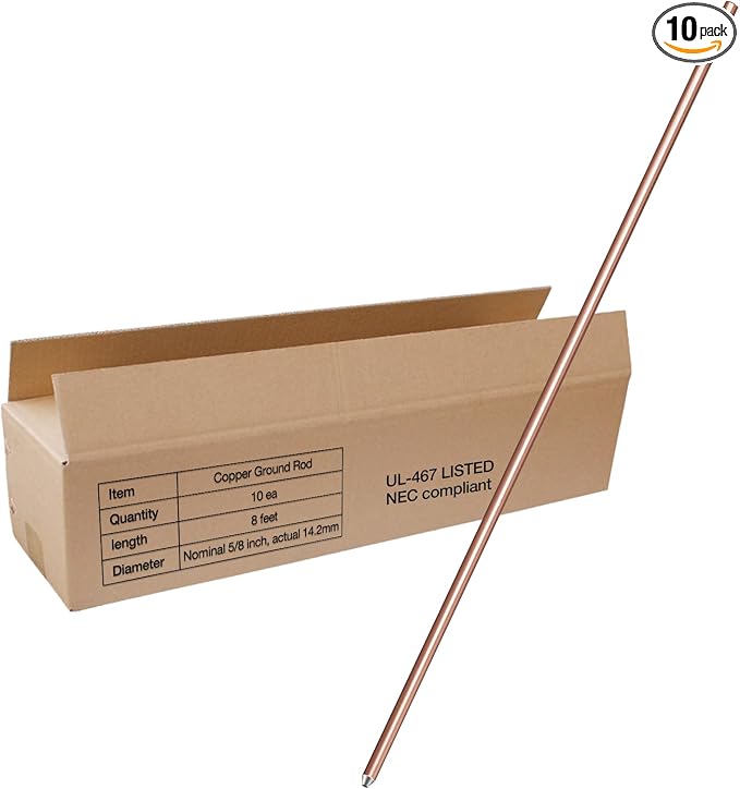 GOUNENGNAIL 10pcs Pack-8ft Ground Rod by GOUNENGNAIL