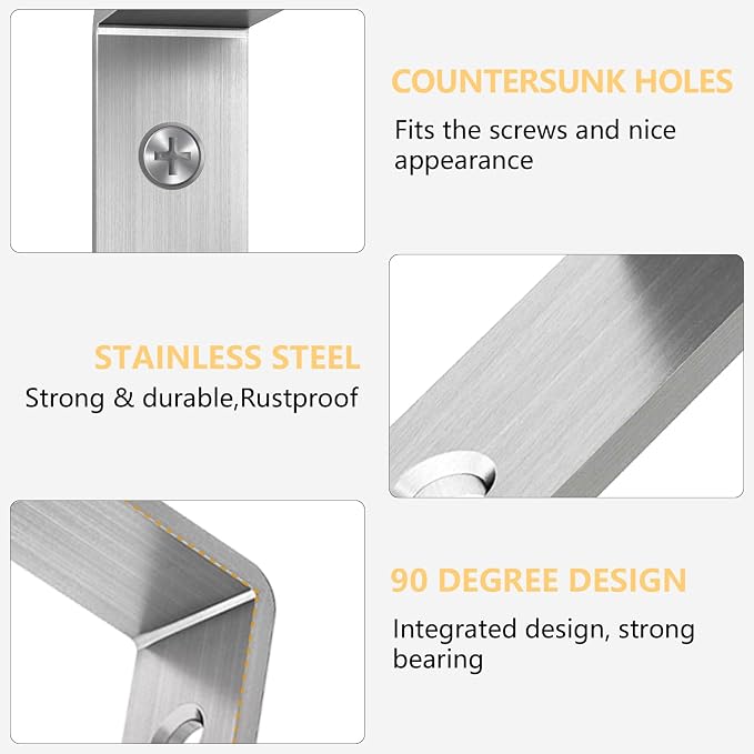 LSK 6PCS L Bracket, L 6"×H 2" Shelf Support Bracket, Max Load :42lb, Living Room - Image 3