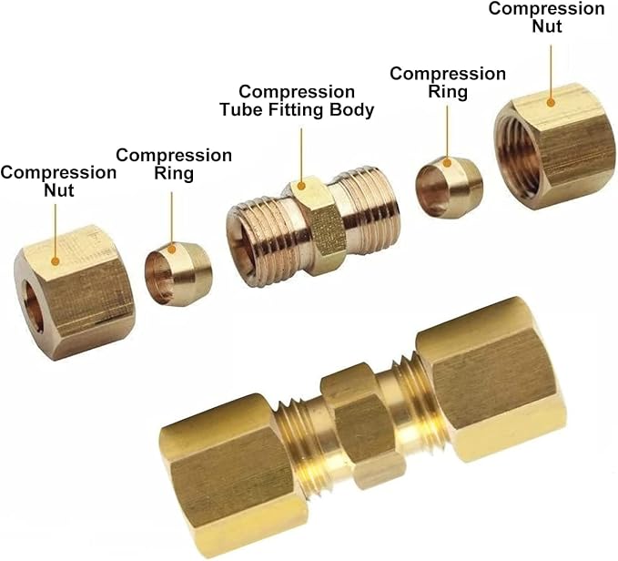 Brass Compression Tube Fitting, 5/16" OD x 5/16" OD - Image 7