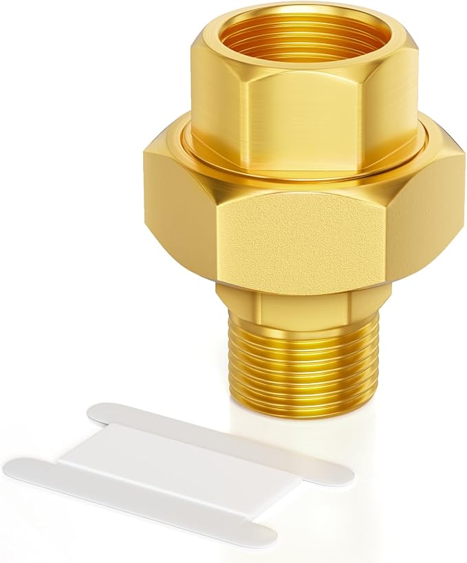 GASHER 1/4" NPT Brass Union Pipe Fitting | 1/4 Inch Male x 1/4 Inch Female by GASHER