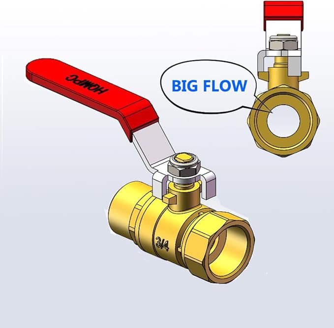 Garden Brass Shut Off Valve Ball Valves 3/4" GHT Hose Shut Off valve Hose - Image 2