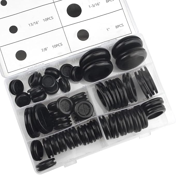 52Pcs 6 Sizes Closed Rubber Grommet Kit Double Sided Electrical Wire Gasket - Image 2