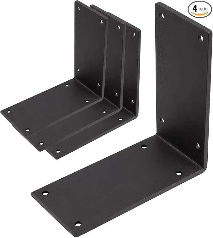 4Packs Heavy Duty Steel Corner Brackets, 90 Degree Angle Post Bracket-6"x 6" by Unknown