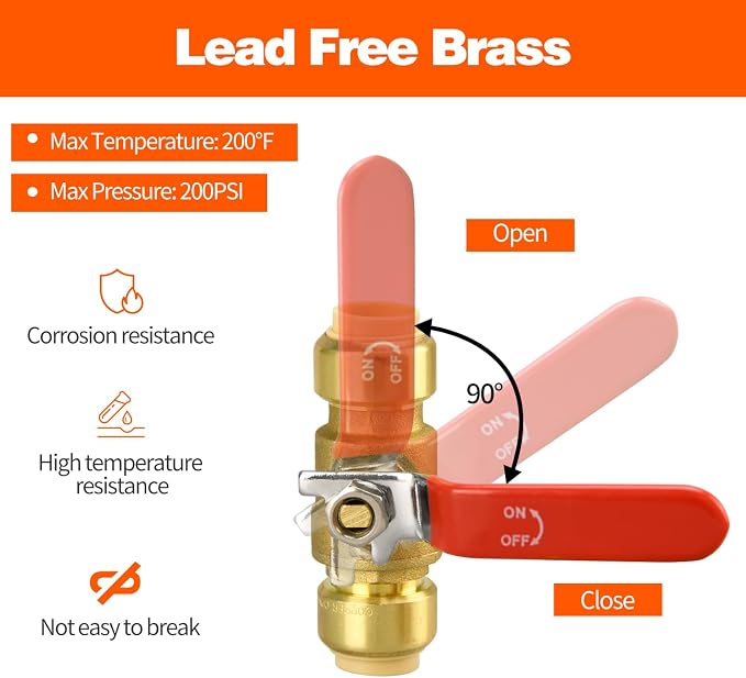 2pcs 1/2" Push Fit Ball Valve - Image 3