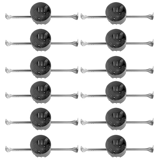 HXH Round Ceiling Electrical Box, 12 Pack | 20 Cu.In. PVC Adjustable Round by HUIXHAO
