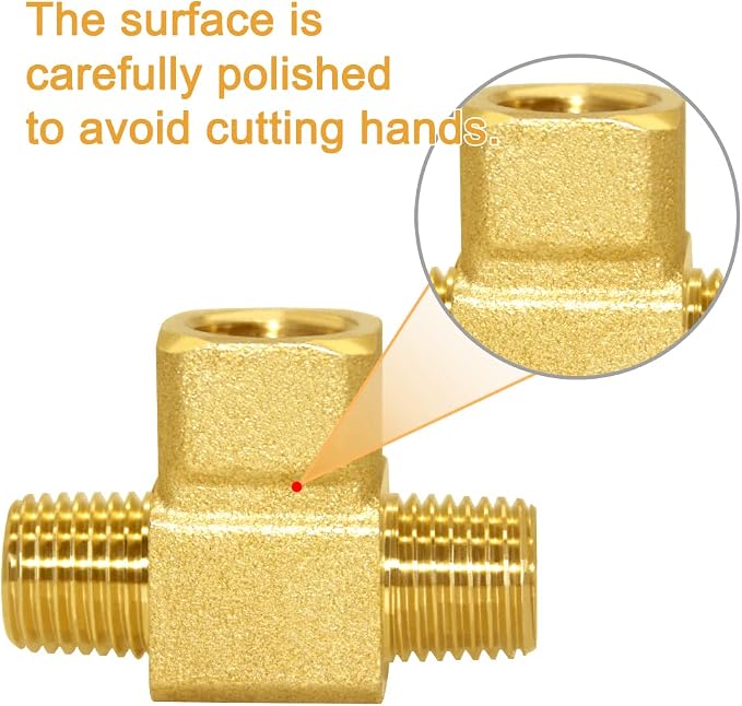 Joywayus Brass Pipe Fitting Barstock Street Tee T 3 way NPT 1/4" Male × 1/4" - Image 4